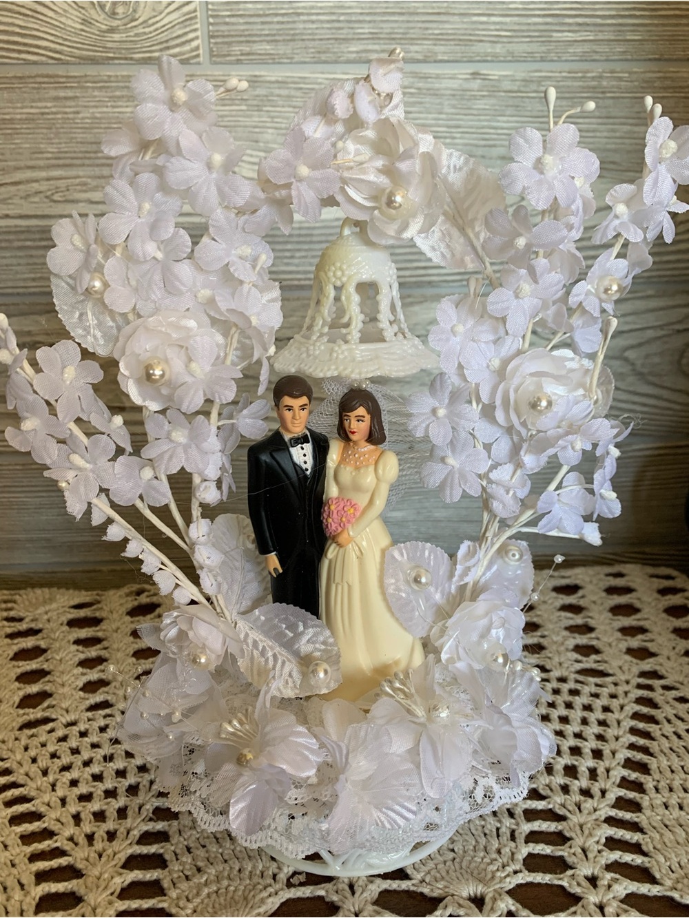 White Wedding Cake Topper Couple Figurine - Classic Bridal Decor